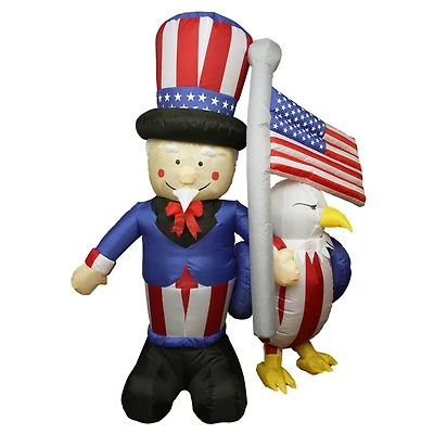 70" Uncle Sam with American Flag & Bald Eagle Lighted Yard Inflatable