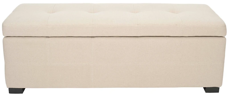 Maiden Large Tufted Linen Storage Bench in Beige