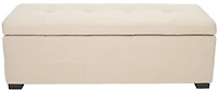 Maiden Large Tufted Linen Storage Bench in Beige