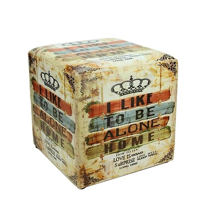 14.5" Rustic Decorative Ottoman Pouf