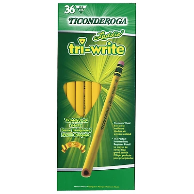 Ticonderoga® Laddie® Tri-Write™ Intermediate Size No. 2 Pencils with Eraser, 36 Pack