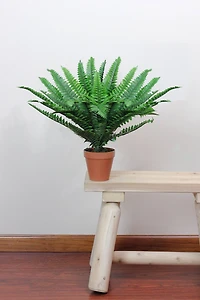 18.5" Potted Artificial Green Boston Fern Plant