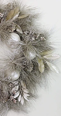 24" Champagne Gold Apples & Pine Cones Wreath, Unlit