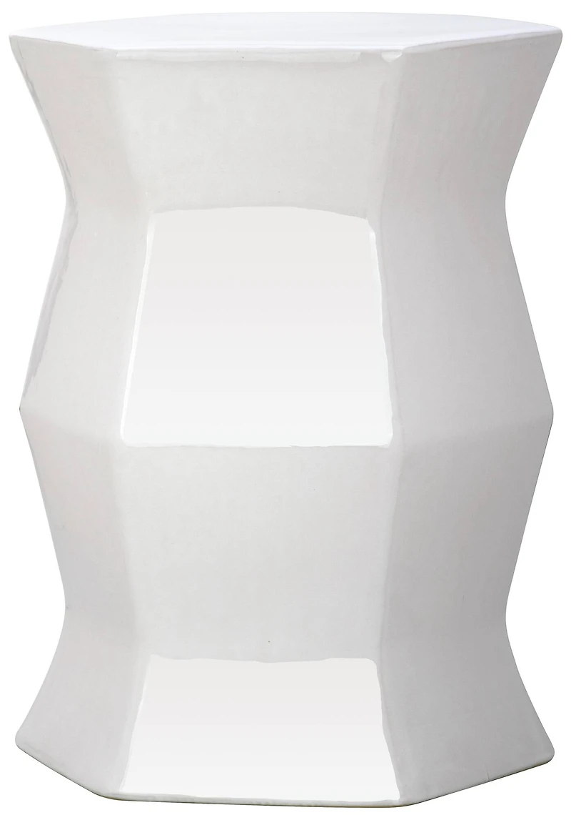 Modern Hexagon Garden Stool in White