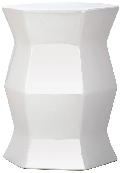 Modern Hexagon Garden Stool in White
