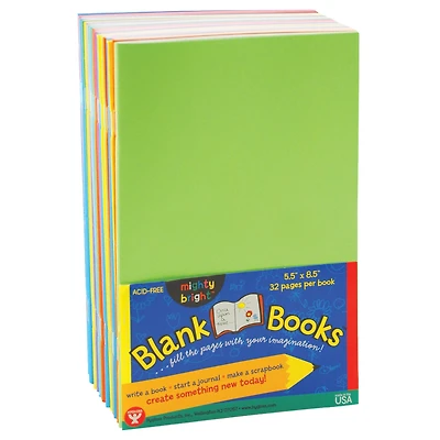 Hygloss Blank Paperback Books, 5.5" x 8.5", Assorted Colors, 10/Pack