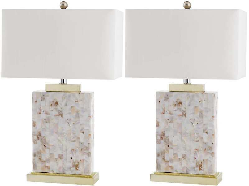Tory Shell Table Lamp Set in Shell