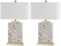 Tory Shell Table Lamp Set in Shell