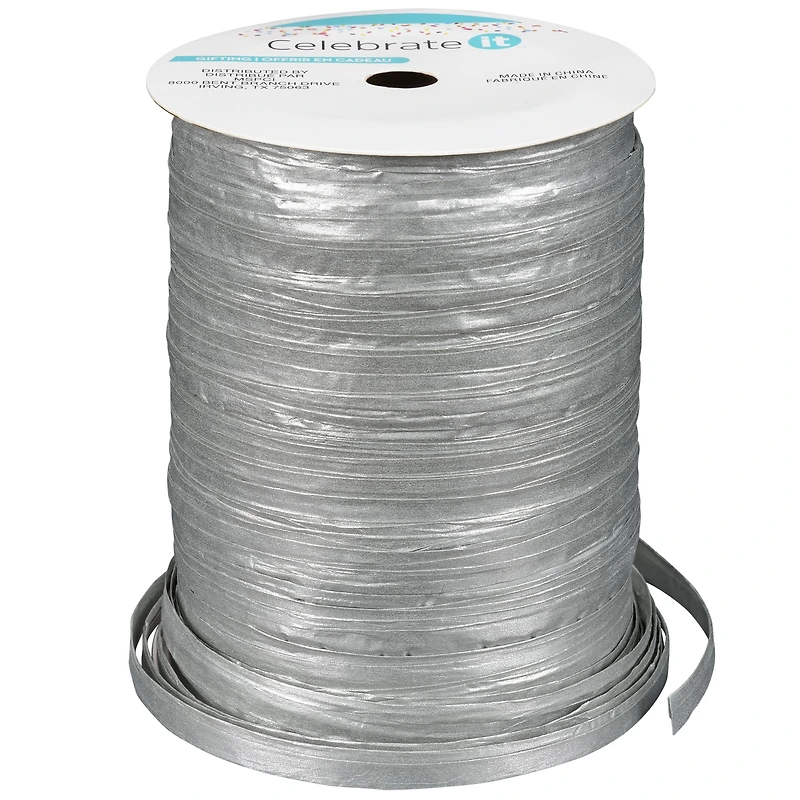 75yd. Silver Metallic Raffia Ribbon By Celebrate It™