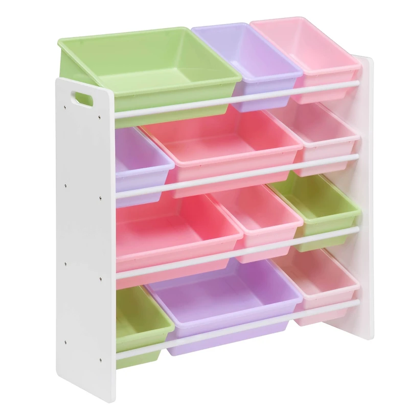Honey Can Do White & Pastel Toy Room Storage Organizer with Totes