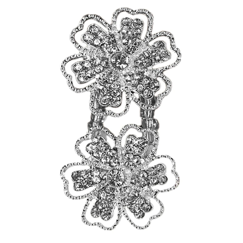 Rhinestone Flower Metal Sliders, 25mm by Bead Landing™