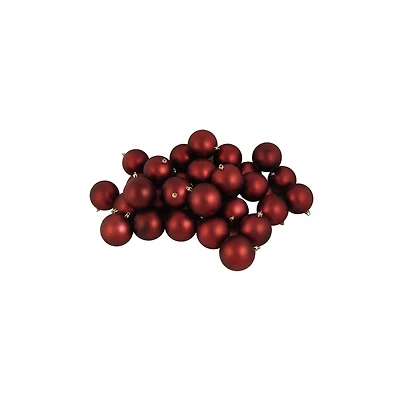 60ct Matte Burgundy Red Shatterproof Ball Ornaments