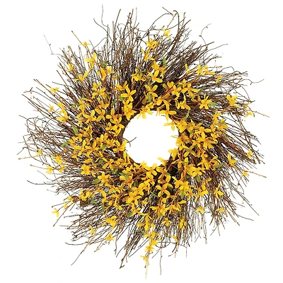 24" Yellow Forysthia Wreath