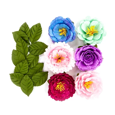 Mint, Blue & Pink Crepe Flowers by Recollections™