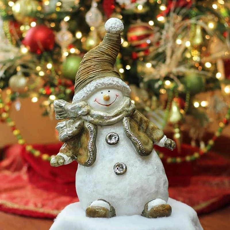 17" Whimsical Snowshoeing Ceramic Snowman