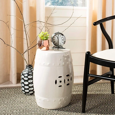 Modern Ming Garden Stool in Creme
