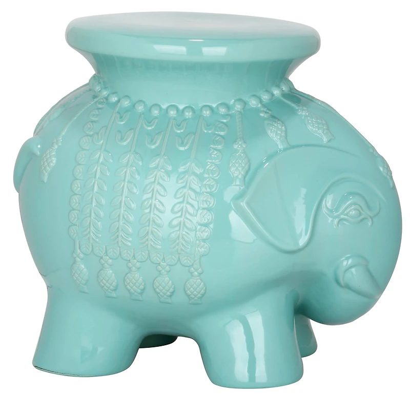 Elephant Garden Stool in Robins Egg Blue