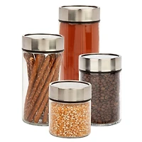 Honey Can Do Clear & Silver Date Dial Jar Set, 4 Pieces