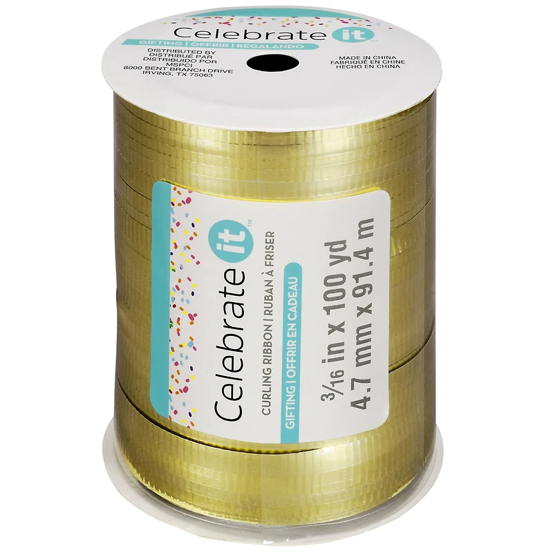 100yd. Gold Crimped Curling Ribbon by Celebrate It™