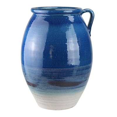 14" Seaside Treasures Embossed Jug Vase, True Blue