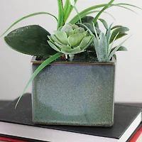 12" White Springtime Easter Orchid & Succulents Artificial Arrangement In Planter