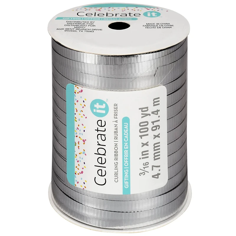 100yd. Silver Crimped Curling Ribbon by Celebrate It™