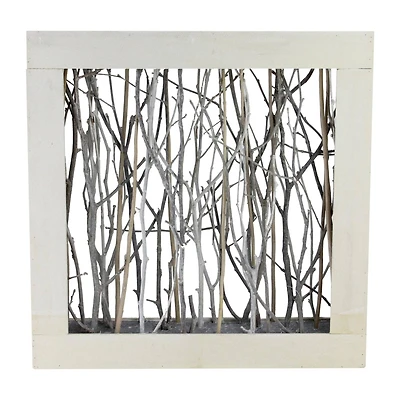 13" Birch Twigs in Rustic Wood Frame