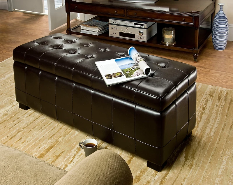 Manhattan Large Storage Ottoman in Brown