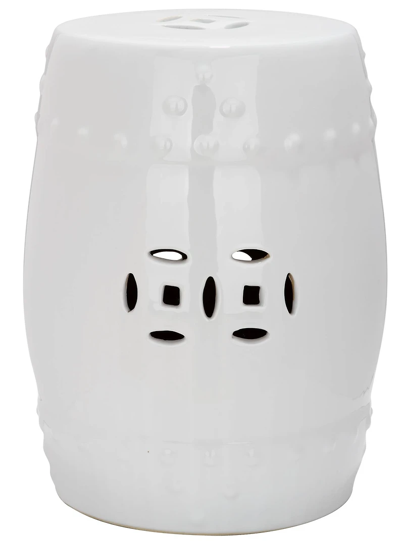 Modern Ming Garden Stool in White