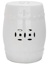 Modern Ming Garden Stool in White
