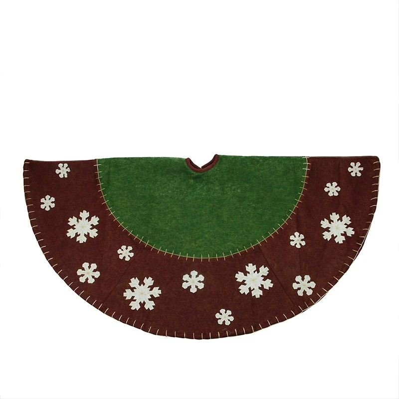 48" Red & Green with Snowflake Appliques Tree Skirt