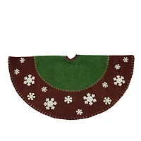 48" Red & Green with Snowflake Appliques Tree Skirt