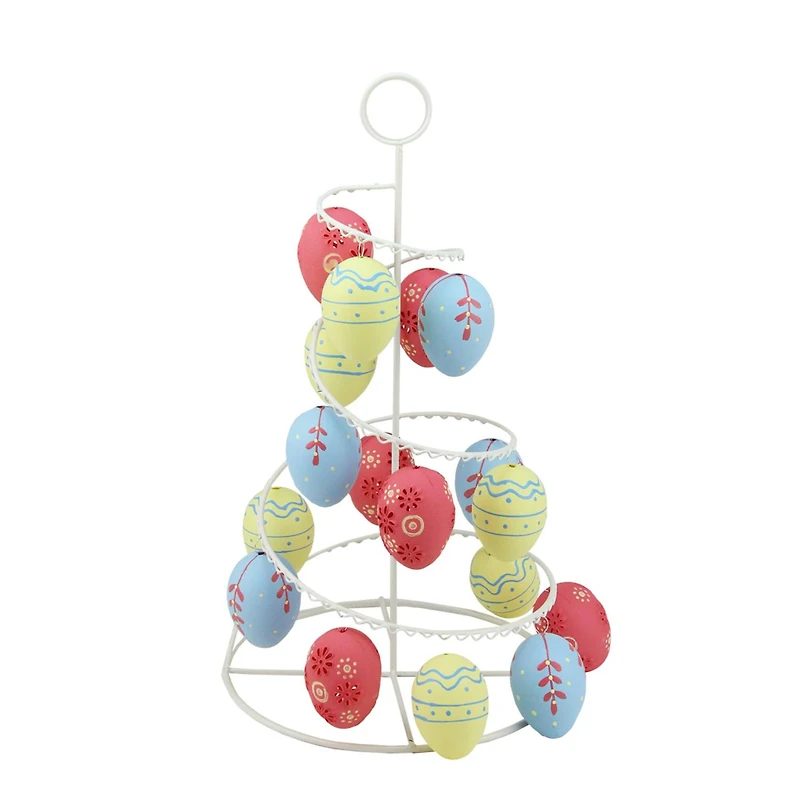 Pastel Yellow, Blue and Pink Floral Cut-Out Easter Egg Tree
