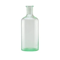 15" Bottle Inspired Transparent Bubble Glass Vase, Spring Green