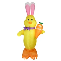 6ft Inflatable Lighted Easter Chick with Carrot Yard Decoration