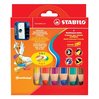 6 Packs: 6 ct. (36 total) STABILO Woody 3-in-1 Set