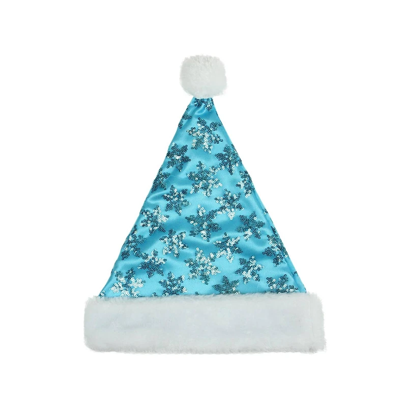 14" Adult Medium Sequin Snowflake Santa Hat