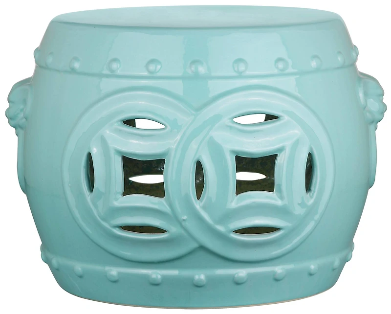 Mei Double Coin Garden Stool in Light Blue