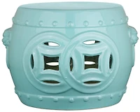 Mei Double Coin Garden Stool in Light Blue