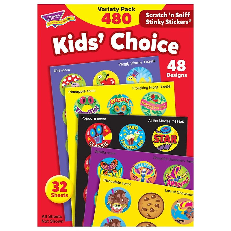 Trend Enterprises® 1” Round Kids' Choice Stinky Stickers®, 480 Pack