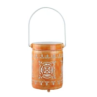 7.5" L'Eau de Fleur Bright Orange Votive Candle Lantern