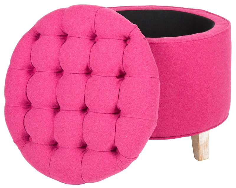 Amiela Tufted Ottoman in Berry