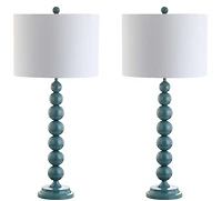 Jenna Stacked Ball Table Lamp Set in Emerald