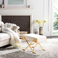 Luna Greek Key Bench in Light Beige