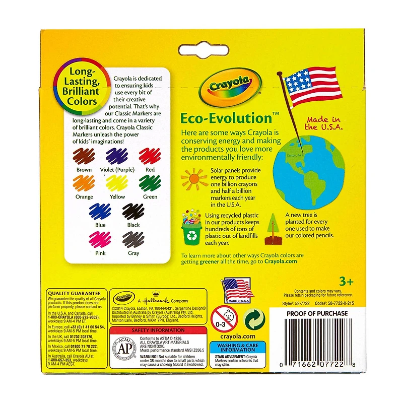 12 Packs: 10 ct. (120 total) Crayola® Classic Broad Line Markers