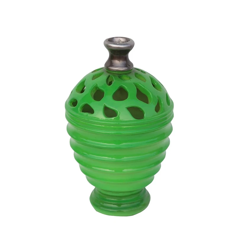 9.5" Outdoor Patio Cutout Vase, Lime Green & Gray
