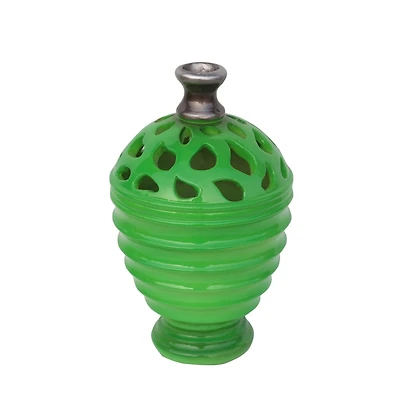 9.5" Outdoor Patio Cutout Vase, Lime Green & Gray