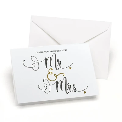 Hortense B. Hewitt Co. Thank You Cards, Mr. & Mrs. Gold Ampersand