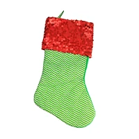 19" Chevron & Sequin Cuff Christmas Stocking