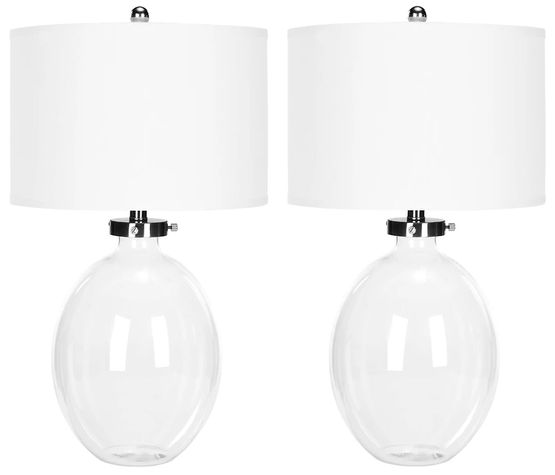 Neville Clear Glass Table Lamp Set in Glass